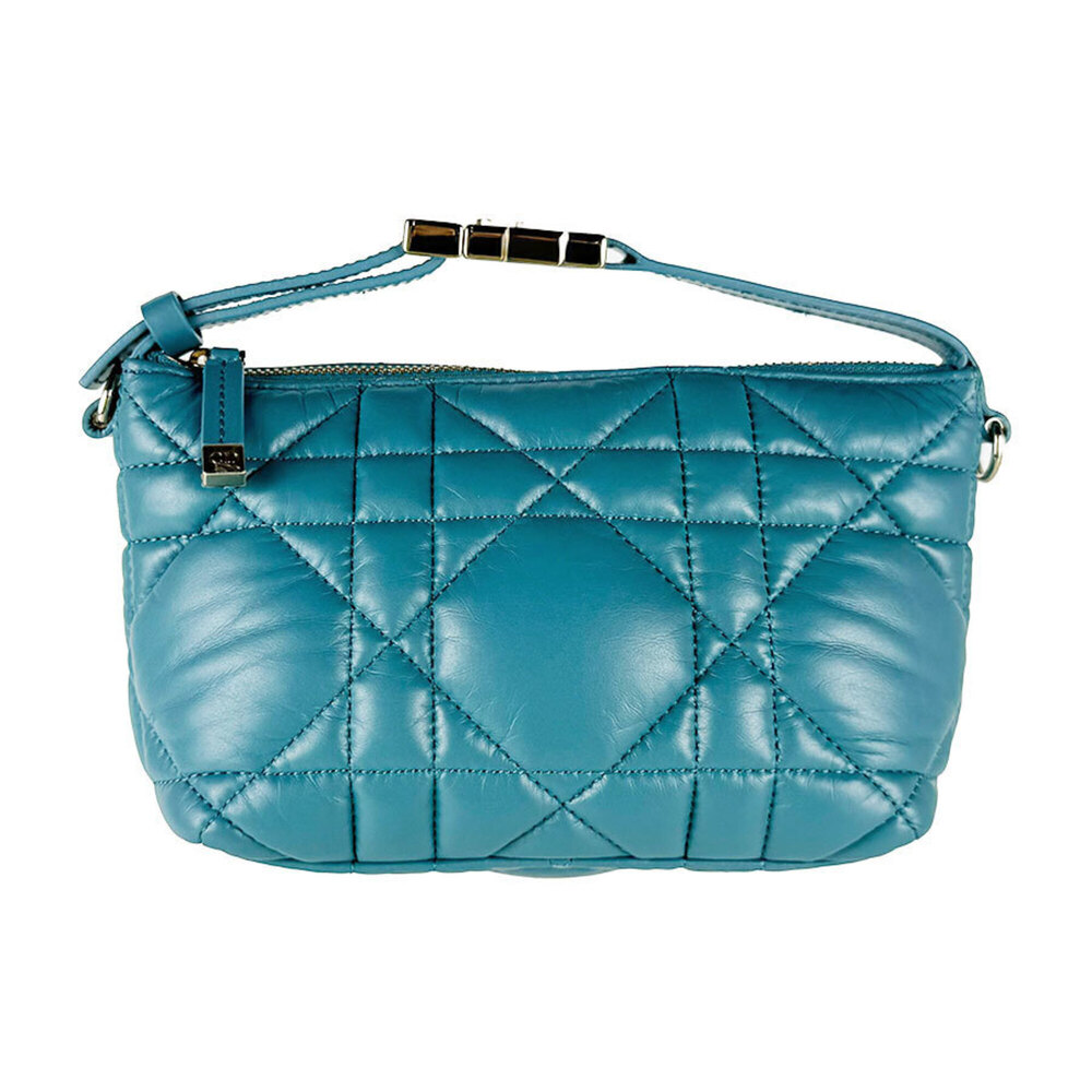 Christian Dior Nomade handbag/pouch, small, leather, turquoise blue, women's,...